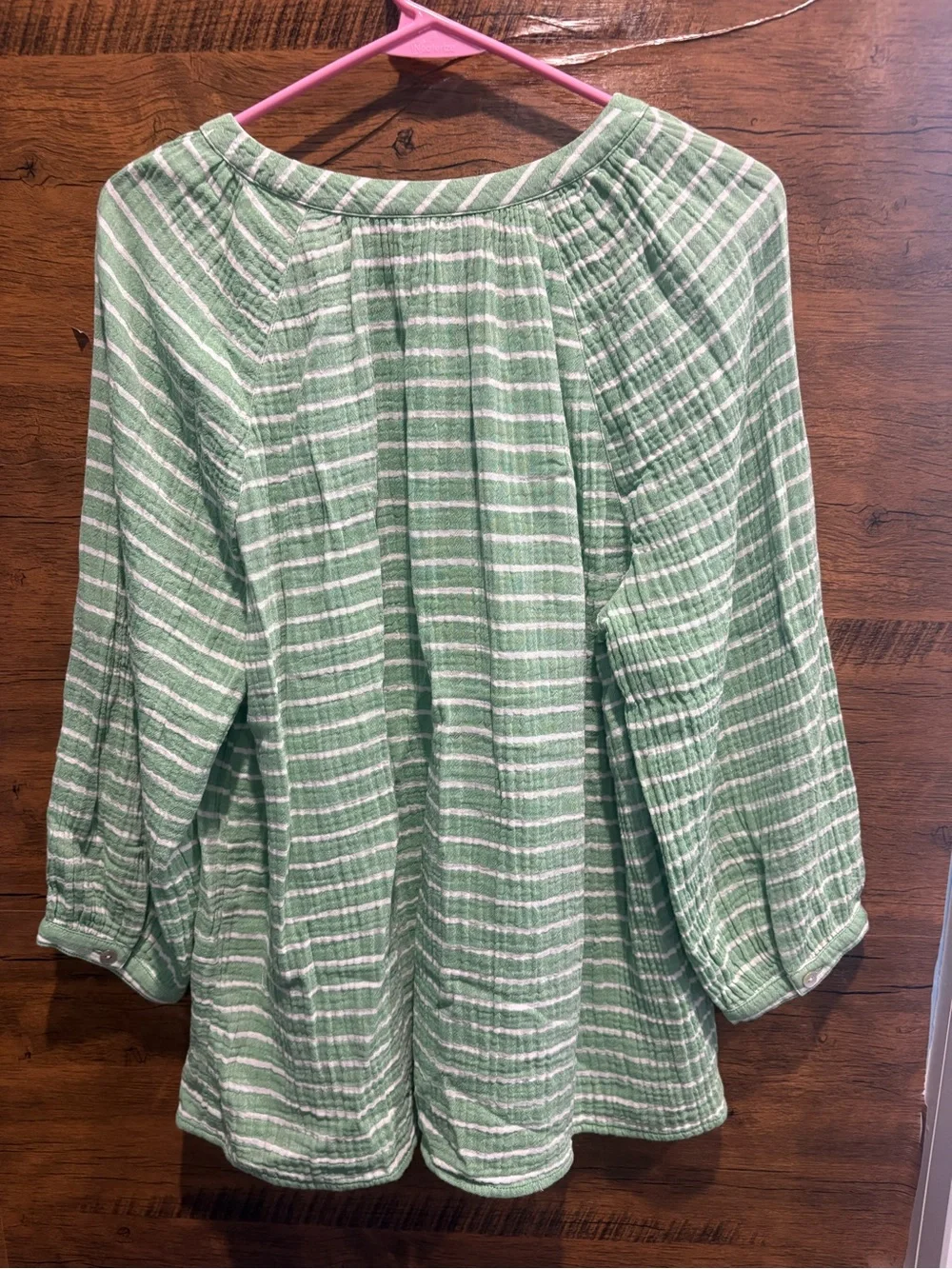 J. Jill Relaxed Green Stripe Button-Front Women’s Top - Picture 6 of 7